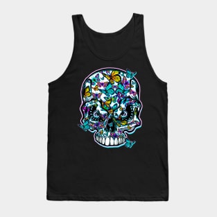 Skull and Multi-color Butterflies Tank Top